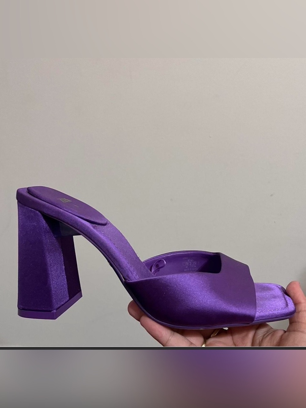 Zara Purple Satin Block Heel Slide